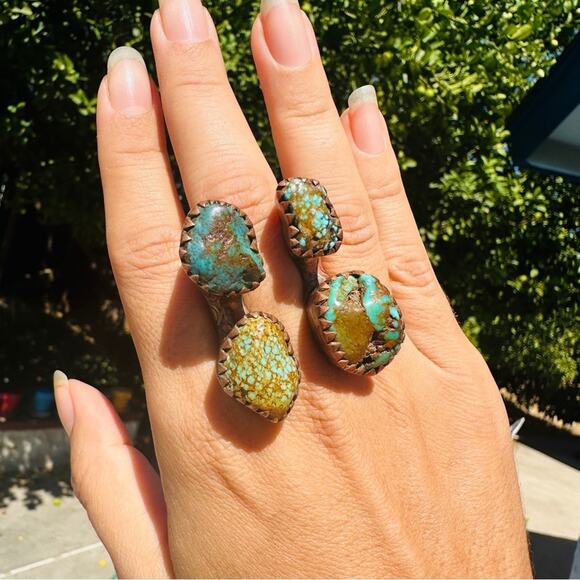 Huge Pitango Open Style Turquoise & Copper Statement Ring 7.25 One of a Kind! - Picture 1 of 7
